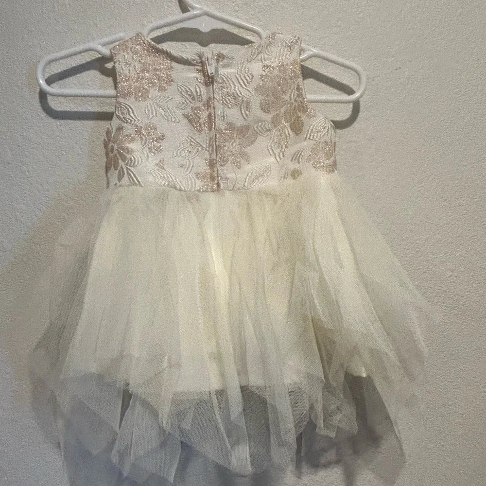 Adorable Cream and Gold Floral Easter Dress
